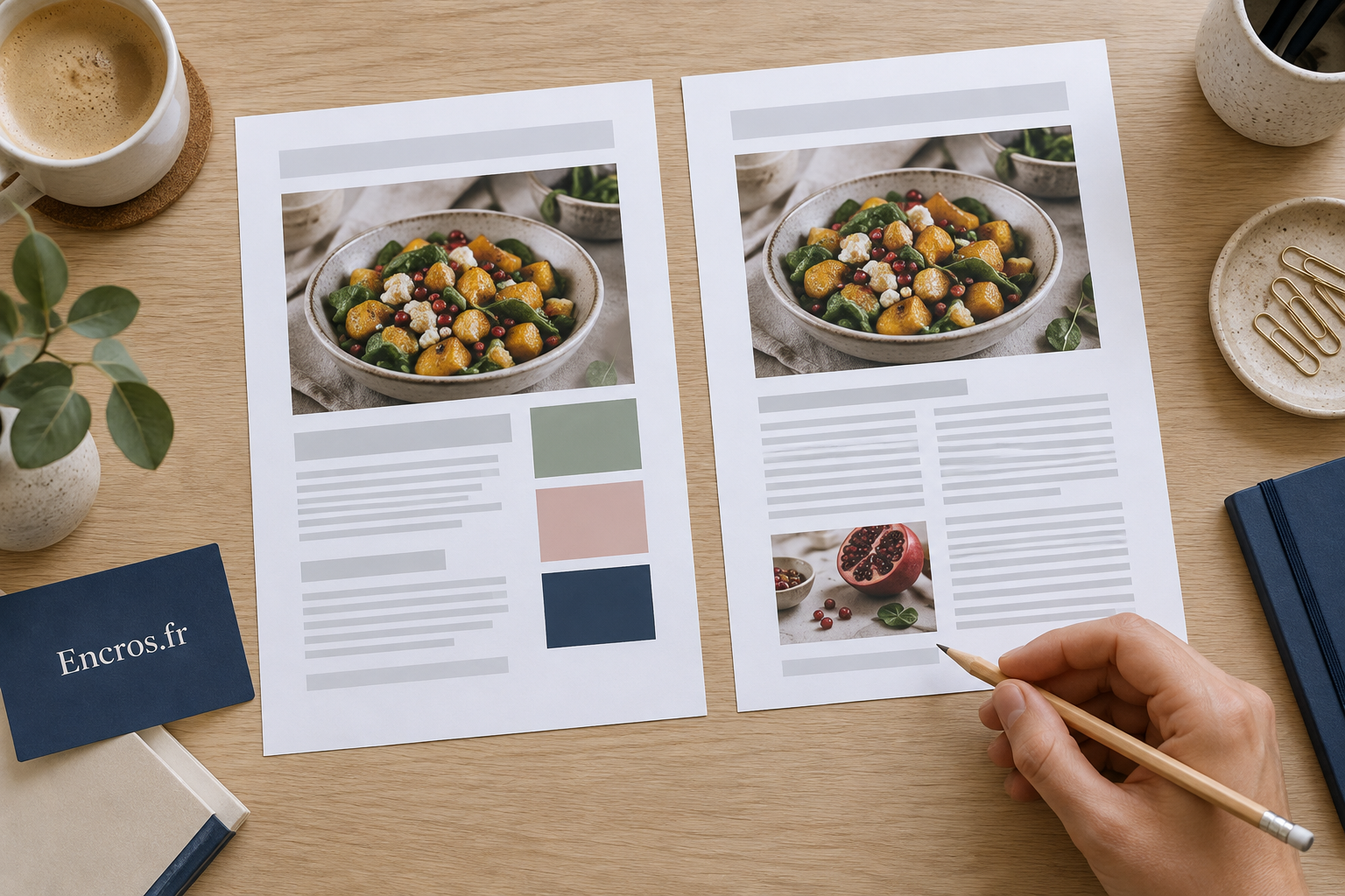 Illustration conceptuelle d’une comparaison visuelle de mises en page imprimées